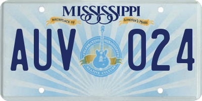 MS license plate AUV024