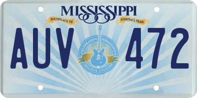 MS license plate AUV472