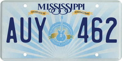 MS license plate AUY462