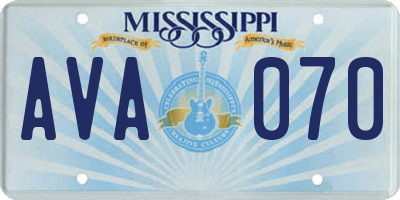 MS license plate AVA070