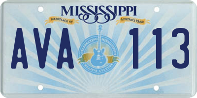 MS license plate AVA113