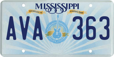 MS license plate AVA363