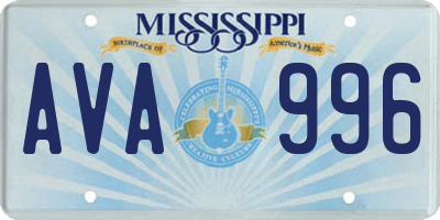 MS license plate AVA996