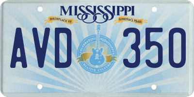 MS license plate AVD350