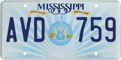 MS license plate AVD759