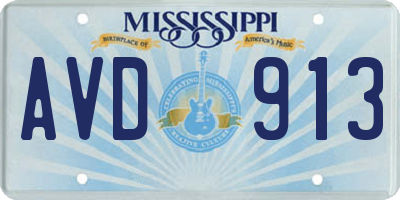 MS license plate AVD913
