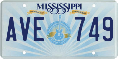 MS license plate AVE749