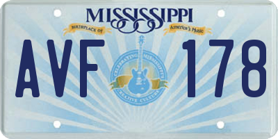 MS license plate AVF178