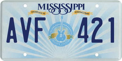 MS license plate AVF421