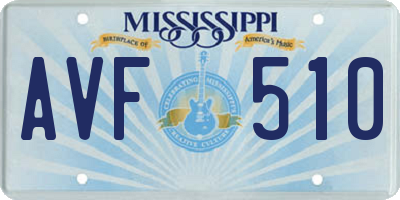 MS license plate AVF510