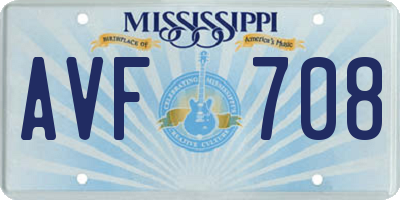 MS license plate AVF708