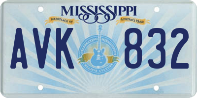 MS license plate AVK832