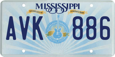 MS license plate AVK886