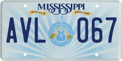 MS license plate AVL067