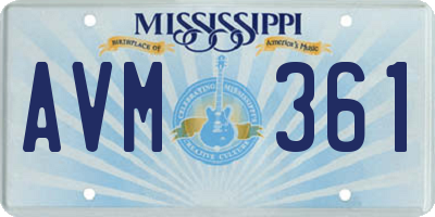 MS license plate AVM361