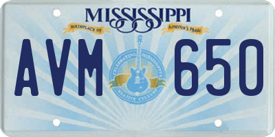 MS license plate AVM650