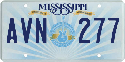 MS license plate AVN277