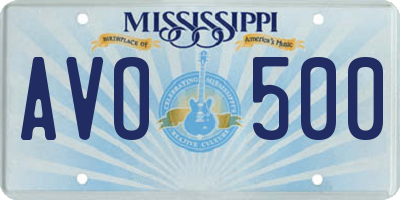 MS license plate AVO500