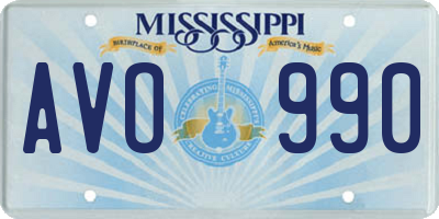 MS license plate AVO990