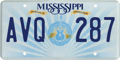 MS license plate AVQ287