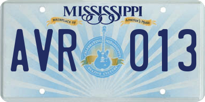 MS license plate AVR013