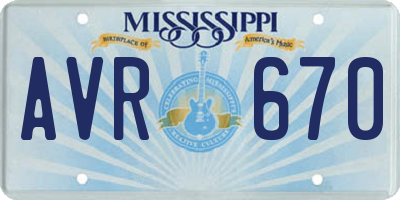MS license plate AVR670
