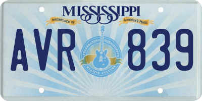 MS license plate AVR839