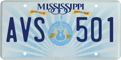 MS license plate AVS501