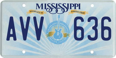 MS license plate AVV636