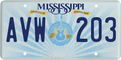 MS license plate AVW203