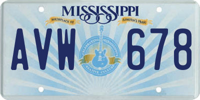 MS license plate AVW678