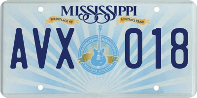 MS license plate AVX018