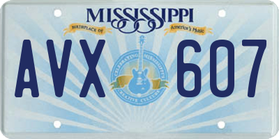 MS license plate AVX607