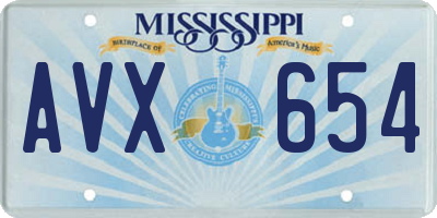 MS license plate AVX654