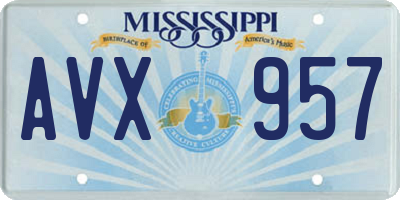 MS license plate AVX957