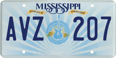 MS license plate AVZ207