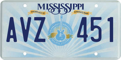 MS license plate AVZ451