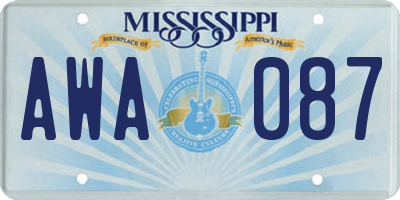 MS license plate AWA087
