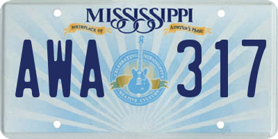 MS license plate AWA317