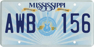 MS license plate AWB156