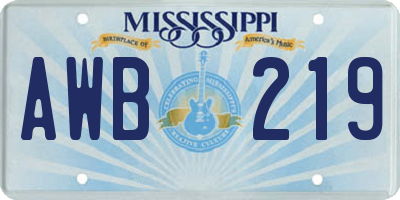 MS license plate AWB219