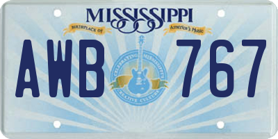 MS license plate AWB767