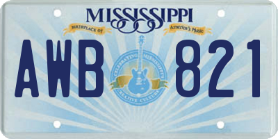 MS license plate AWB821