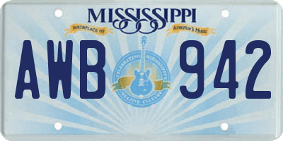 MS license plate AWB942