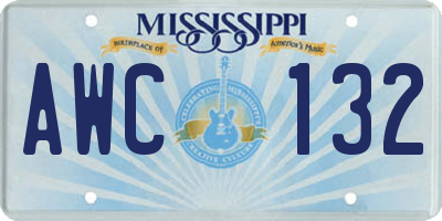 MS license plate AWC132