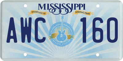 MS license plate AWC160