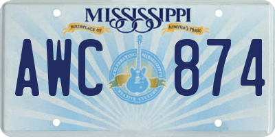 MS license plate AWC874