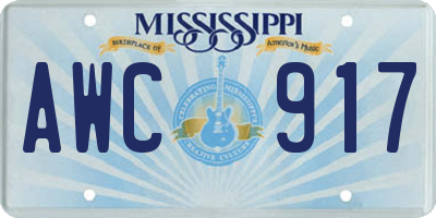 MS license plate AWC917