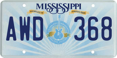MS license plate AWD368