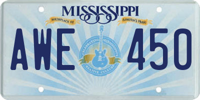 MS license plate AWE450